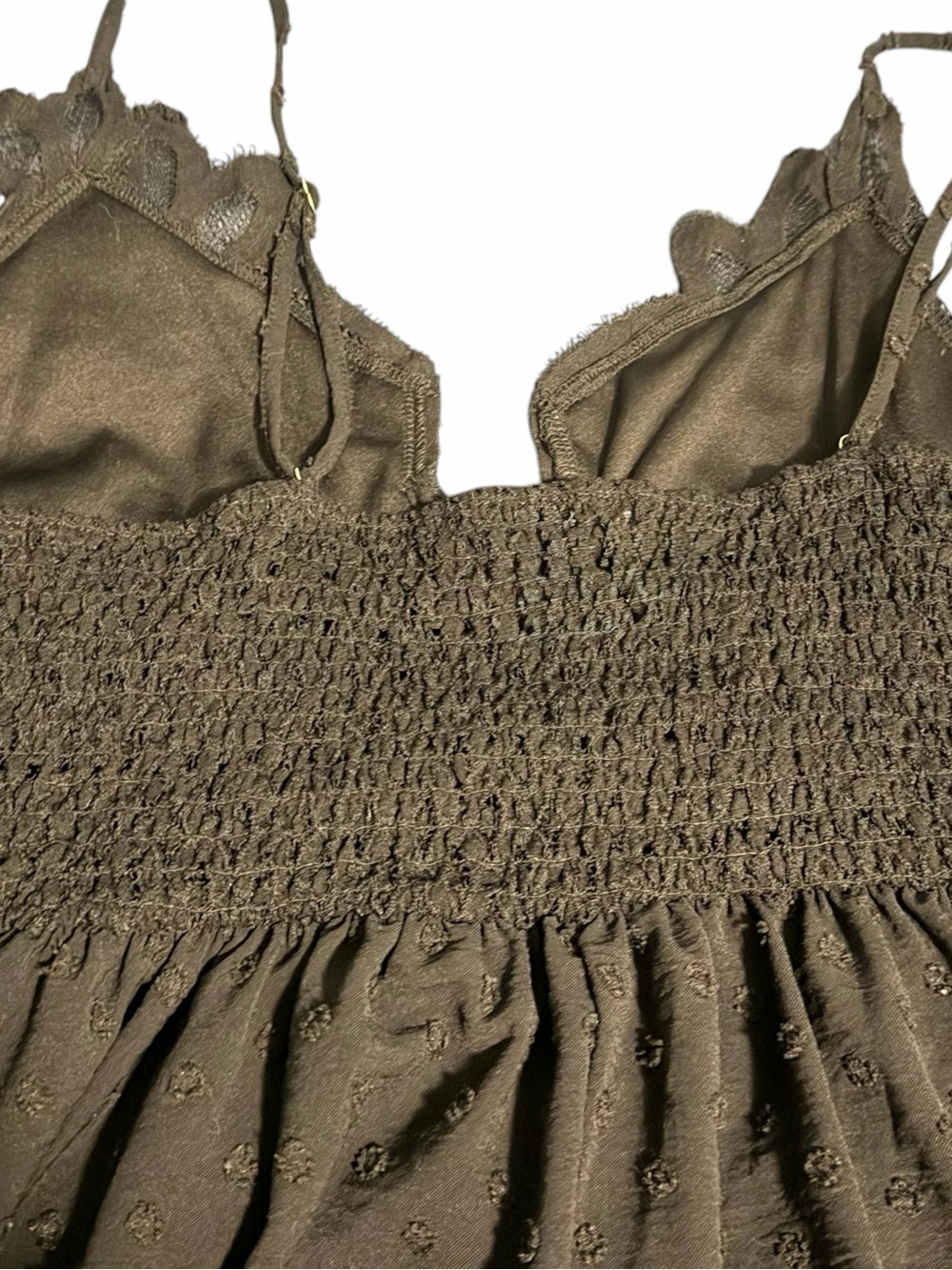 Rue+ ~Babydoll Mini Dress ~Black ~Lace on Bodice ~Ruffles on Skirt ~Smocked Back - Picture 8 of 8